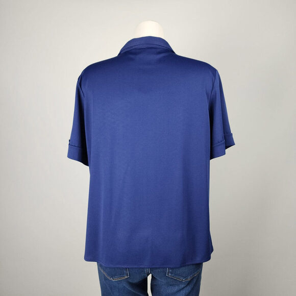 Vintage Marjorie Hamilton Blue Button Up Blouse Size L - Picture 6 of 8